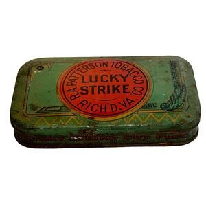Vintage 1920s Lucky Strike Cigarette Tin Box R A Patterson Tobacco Co